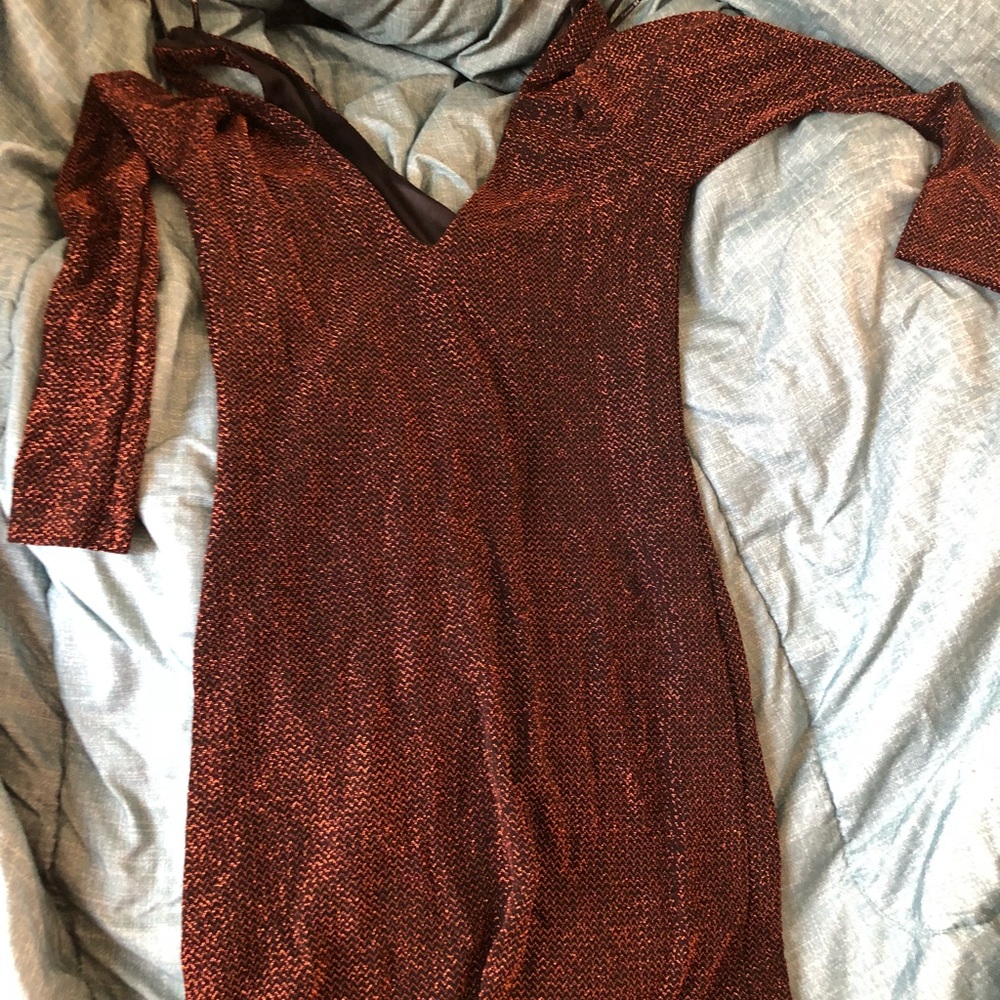 Rust metallic stretch dress